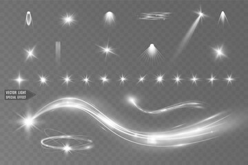 Light white wave and spotlight shine effect,glow line sparkle shine. Silver white wavy effects.	
