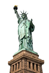 Close up of the statue of liberty with her pedestal, New York City, USA - Isolated on transparent background, png file - 735093268