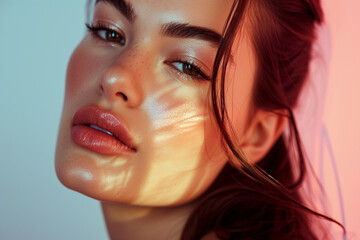 Super model portrait photography for cosmetic products, studio lighting