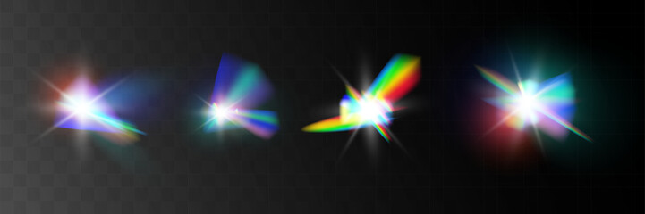 Light,rainbow, crystal, reflection, effect,vector illustration.	
