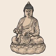 Buddha Statue Illustration Vector
