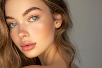 Naklejka premium Super model portrait photography for cosmetic products, studio lighting