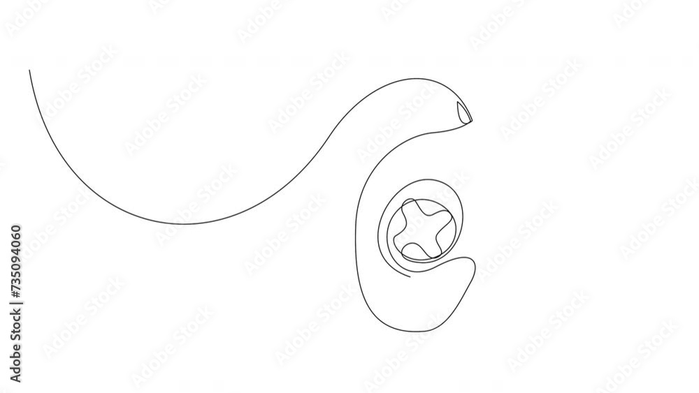 Poster self drawing animation of continuous single line retro game controller. animated gamepad from vintag
