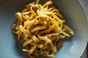 home made pasta with mushrooms	