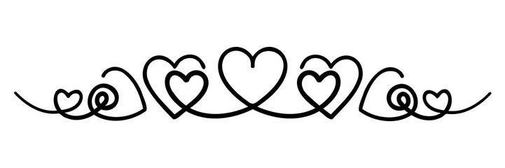 text divider with hearts, abstract border design. PNG with transparent background.