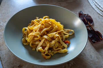 home made pasta with mushrooms