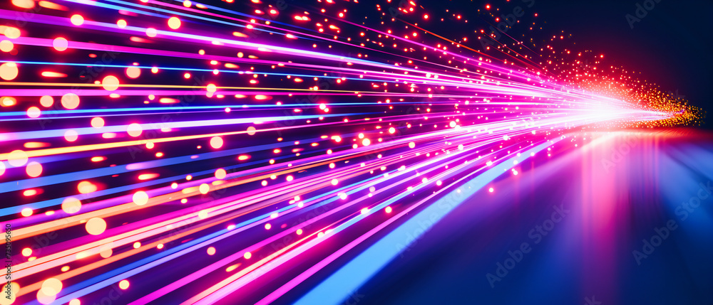 Poster abstract motion and speed background, blurred lines and glowing light, concept of fast movement and 