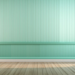 empty room with mint green beadboard wall and wooden floor