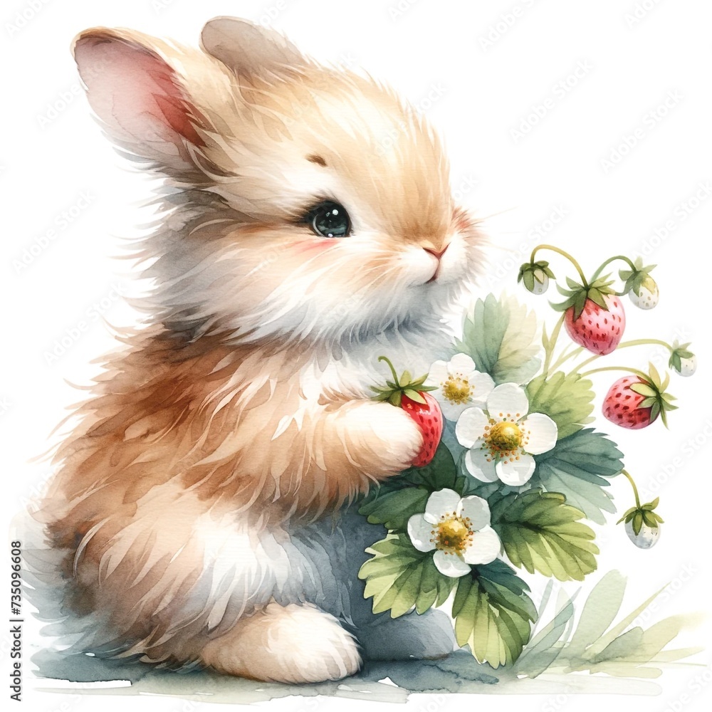 Poster whimsical bunny illustration created with generative ai technology