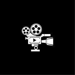 Cinema Old classic Camera Logo design vector template. Film Video service company Logotype concept icon