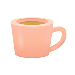 Mug of Coffee Icon. Tea Time, Breakfast concept.  Cartoon Minimal Style. Trendy 3d  Vector Realistic Illustration.
