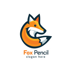 Creative Fox Pencil Logo Design Symbolizing Artistic Flair and Ingenuity