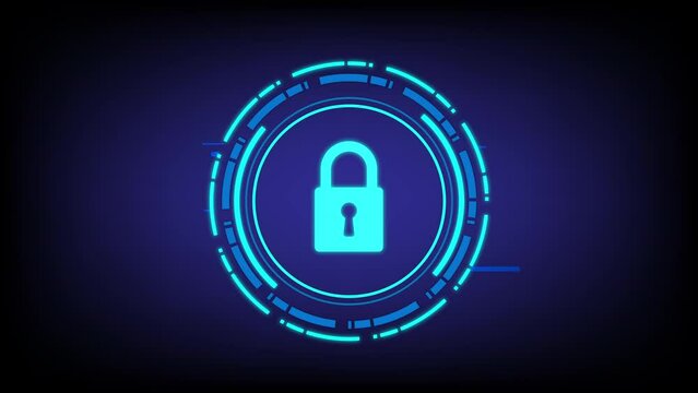 Cyber security and digital computer protection with padlock symbol. Technology concept. 4k video animated