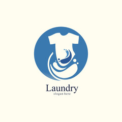 Laundry logo design with creative concept premium vector