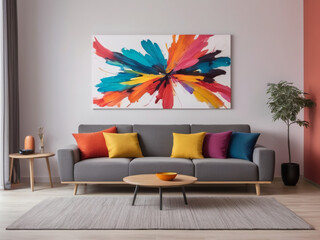 Modern colorful living room with luxury sofa 