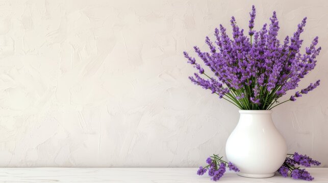 White vase lavender flowers
