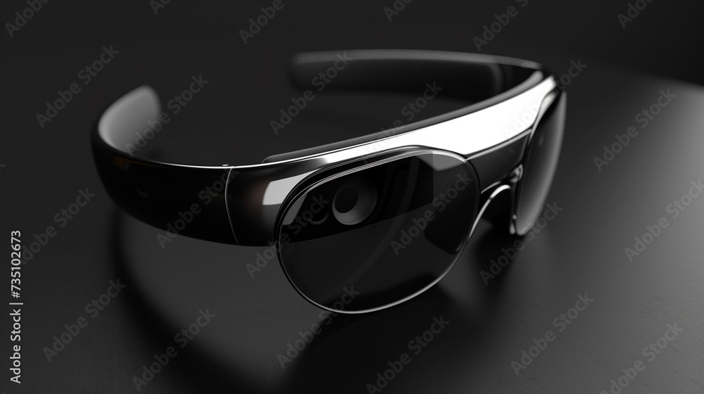 Poster a sleek and contemporary google glass style technological device in high definition 3d rendering