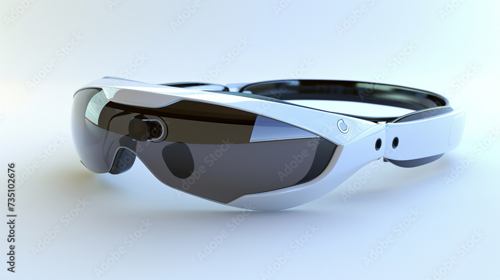 Poster a sleek and contemporary google glass style technological device in high definition 3d rendering