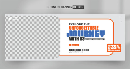travel company social media facebook cover banner design template, tour facebook timeline web banner ad vector design template, fb