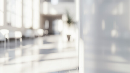 Blurred empty open space office. Abstract light bokeh at office interior background for design.