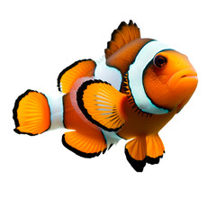 Beautiful Close-Up of a Vibrant Clownfish, Isolated on Transparent Background