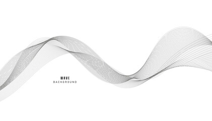 Lines for the background. Black stripes on a white background. Set of wavy lines. Multiple line waves. Creative line art. Grey waves with lines. Vector waves set. Curved wavy line, smooth stripe.