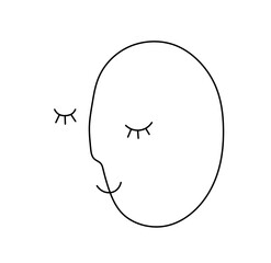 Vector isolated one single simple minimal abstract face smile with close eyes sleeping colorless black and white contour line easy drawing