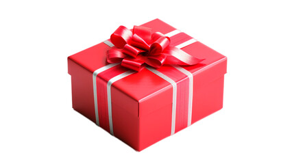 Obraz premium Red Gift Box With a Shiny Ribbon Isolated on a Transparent Background