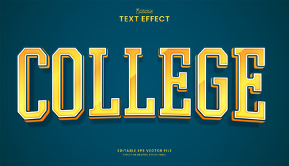 decorative editable yellow college text effect vector design