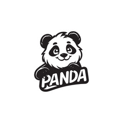 Smiling Cartoon Panda Logo With Bold Typeface Design