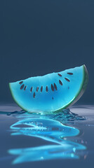 image with a blue melon slice on top