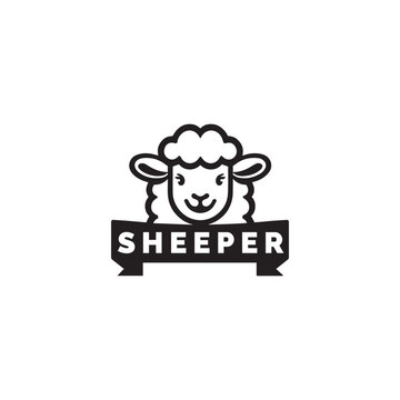 Sheeper Brand Logo Featuring a Stylized Sheep Illustration on a Simple Background