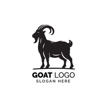 Detailed Black and White Goat Logo Design for Company Branding