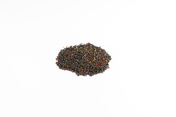 Mustard seeds on white isolated background