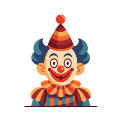 Circus clown, happy character for child entertainment and show. Funny clown on holiday. Vector cartoon ai isolated illustration