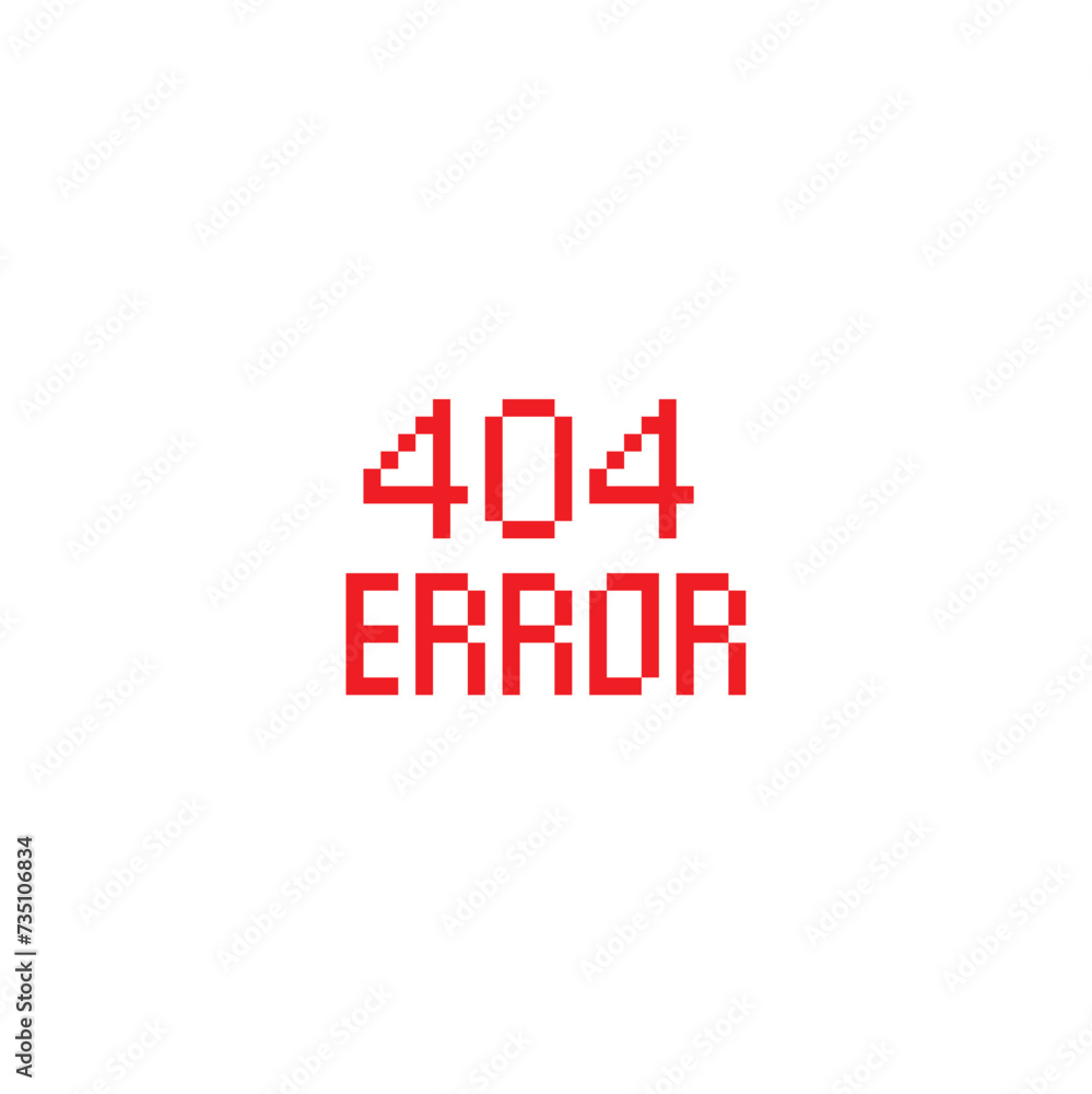 Poster 404 error icon 8 bit, pixel art computer 404 laptop icon for game logo.