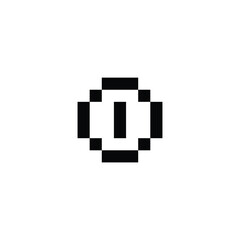 Power icon 8 bit, pixel art  switch  
 turn icon  for game  logo.