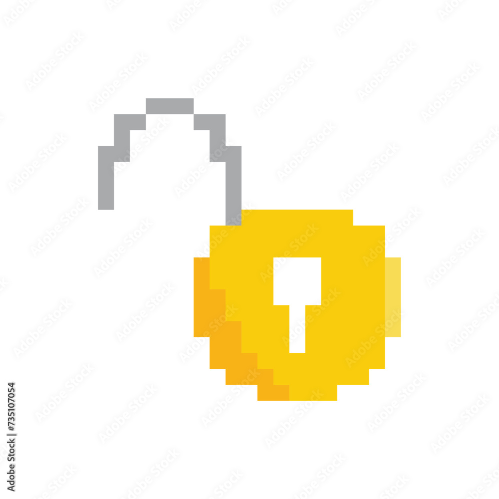 Poster pixel lock icon vector pixel art for 8 bit game