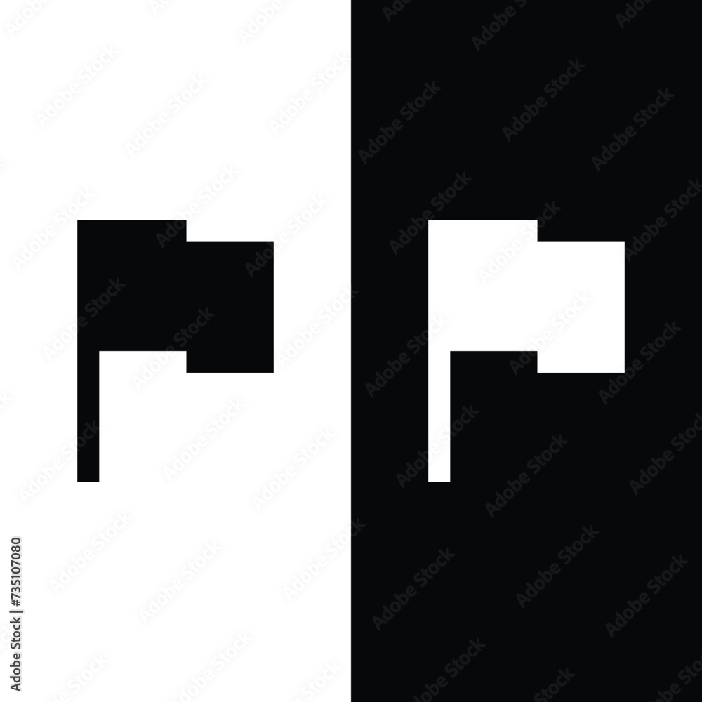Poster pixel flag icon vector pixel art for 8 bit game