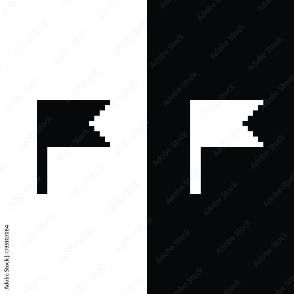 Poster pixel flag icon vector pixel art for 8 bit game