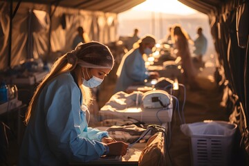 Refugee camp medical team