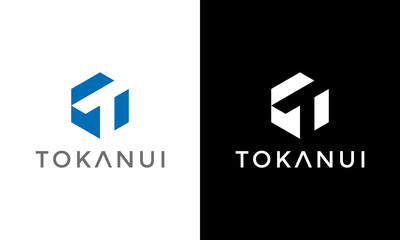 Creative letter t hexagon logo design vector illustration template