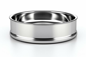 Stainless steel pet food bowl isolated on white background. Generative AI