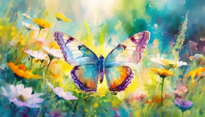 butterfly on a flower - obrazy, fototapety, plakaty