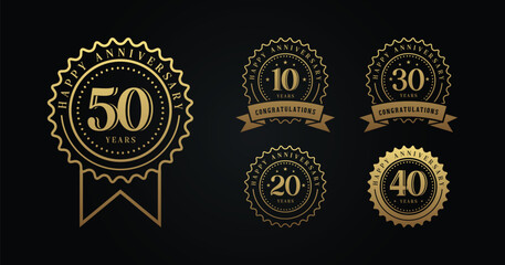 set of anniversary premium collection golden color can be use for celebration event