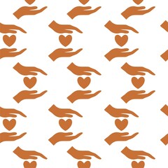 Donation hand seamless pattern isolated on white background