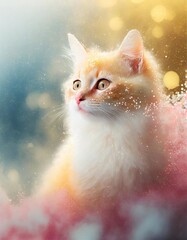 cute kitten with flowers