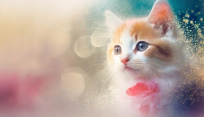 cute kitten with flowers