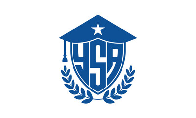 YSA three letter iconic academic logo design vector template. monogram, abstract, school, college, university, graduation cap symbol logo, shield, model, institute, educational, coaching canter, tech