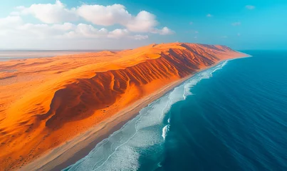 Fotobehang Place where Namib desert and the Atlantic ocean meets, Skeleton coast, South Africa, Namibia. © Tjeerd